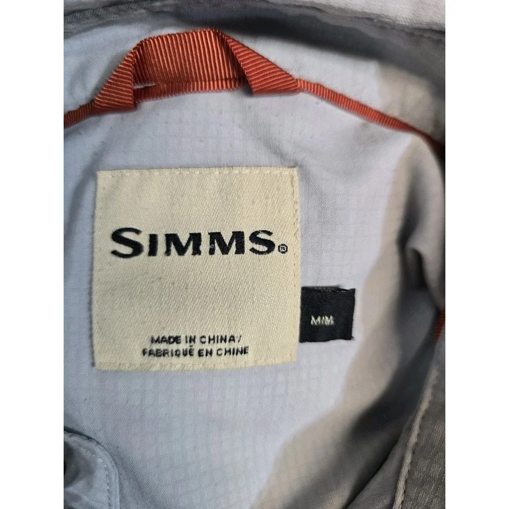 Simms Men's Vented Fishing Shirt Lightweight Long Sleeve Outdoor Size M Gray